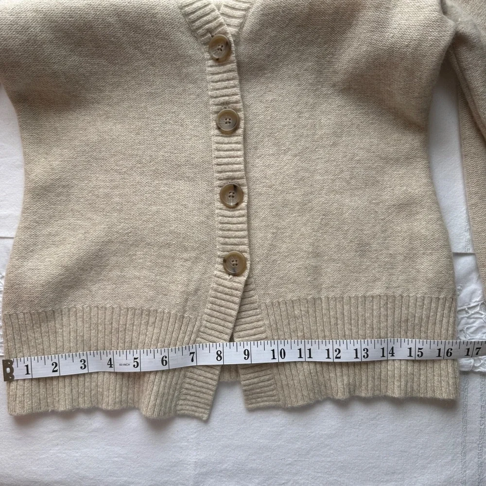 Banana Republic Angora Wool Cardigan Belted V Neck Soft Knit S Ivory Classic Fit - Picture 13 of 16